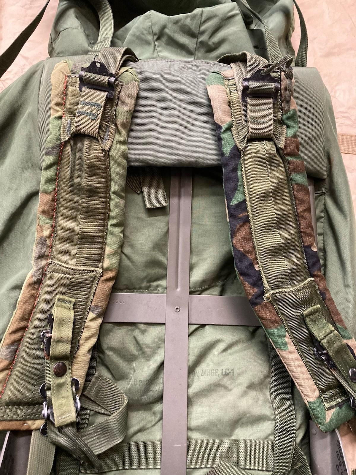 Large USGI Alice Pack army rucksack by Centex Military Gear in camouflage, showing multiple pockets and sturdy straps.