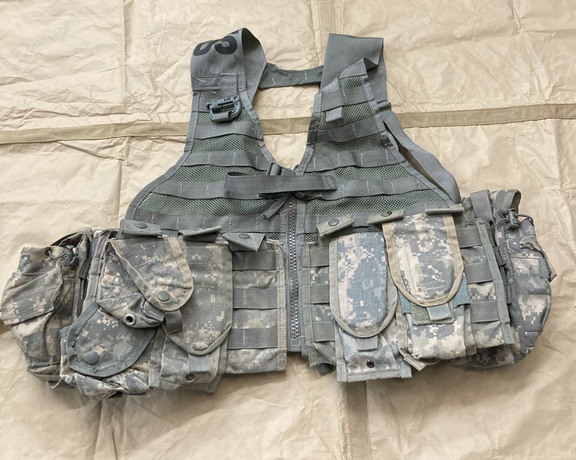 Centex Military Gear Acu FLC Vest Rifleman Set, featuring tactical Molle attachments and durable camouflage design.