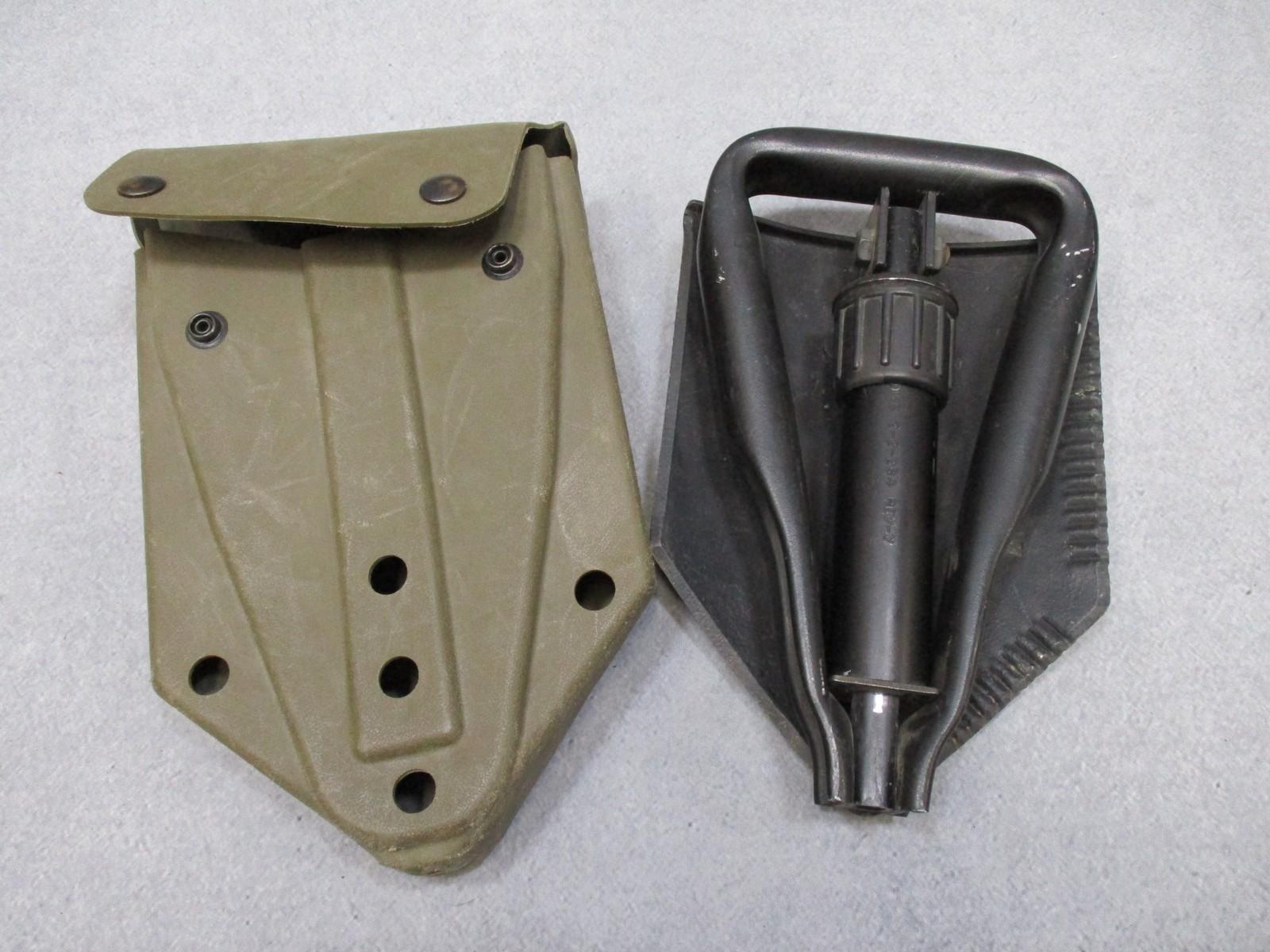 Centex Military Gear Ames folding camping shovel with pouch, serrated edge, suitable for hiking and outdoor survival.