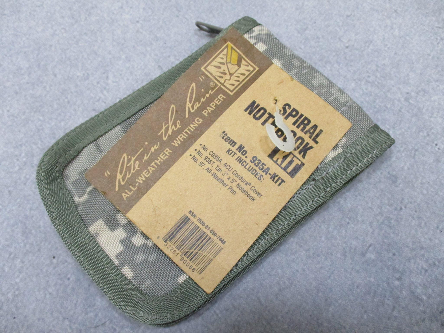 Centex Military Gear Rite in the Rain 935A-KIT all-weather spiral notebook with ACU Cordura cover and included waterproof pen.