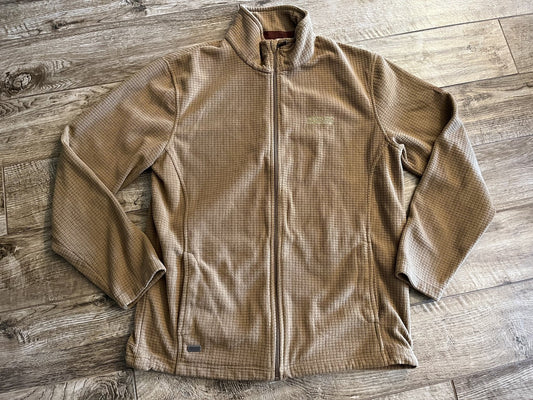 Men's Regatta Great Outdoors fleece waffle jacket in size L, full zip, in coyote tan, by Centex Military Gear.