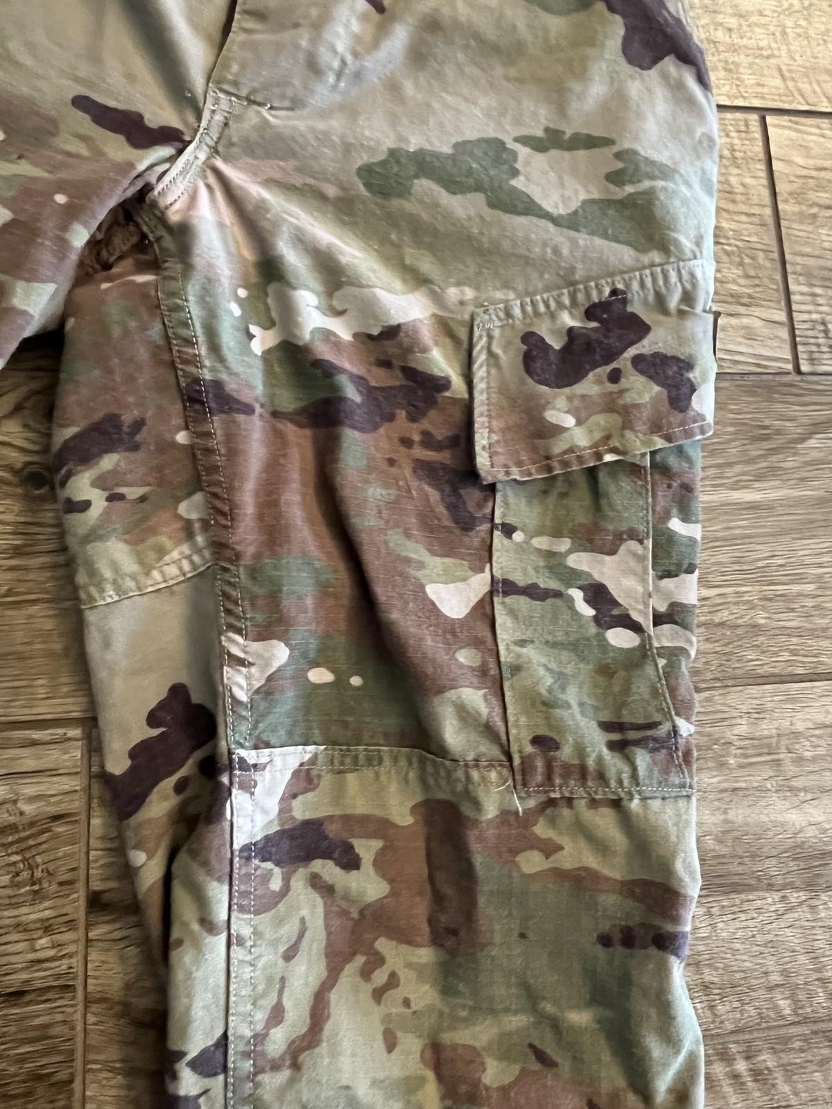 US Army OCP Scorpion combat uniform female FR cargo pants, size 28 regular, by Centex Military Gear, showing front view.