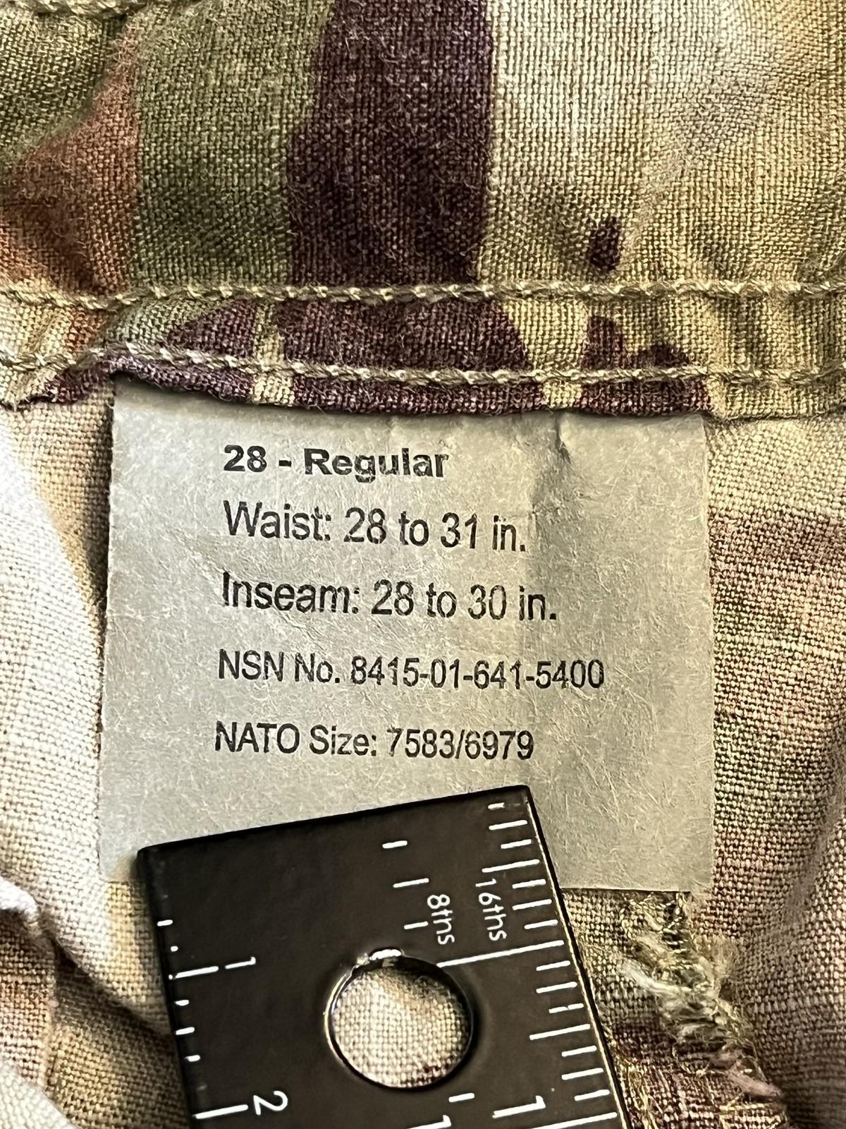 US Army OCP Scorpion combat uniform female cargo pants, size 28 regular, with multiple pockets, by Centex Military Gear.