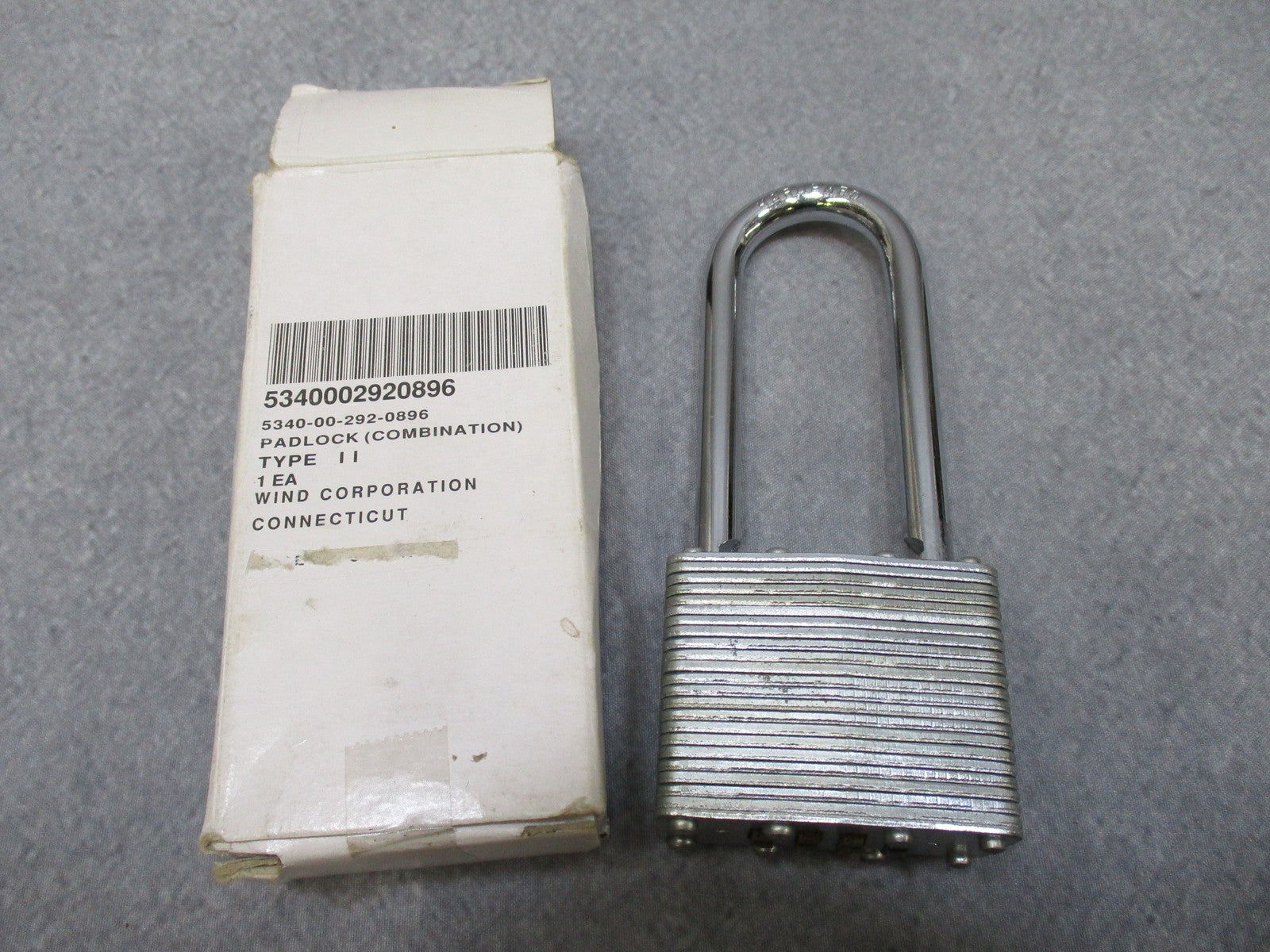 US Army Wind Type II combination padlock with hardened shackle, metal security lock by Centex Military Gear.