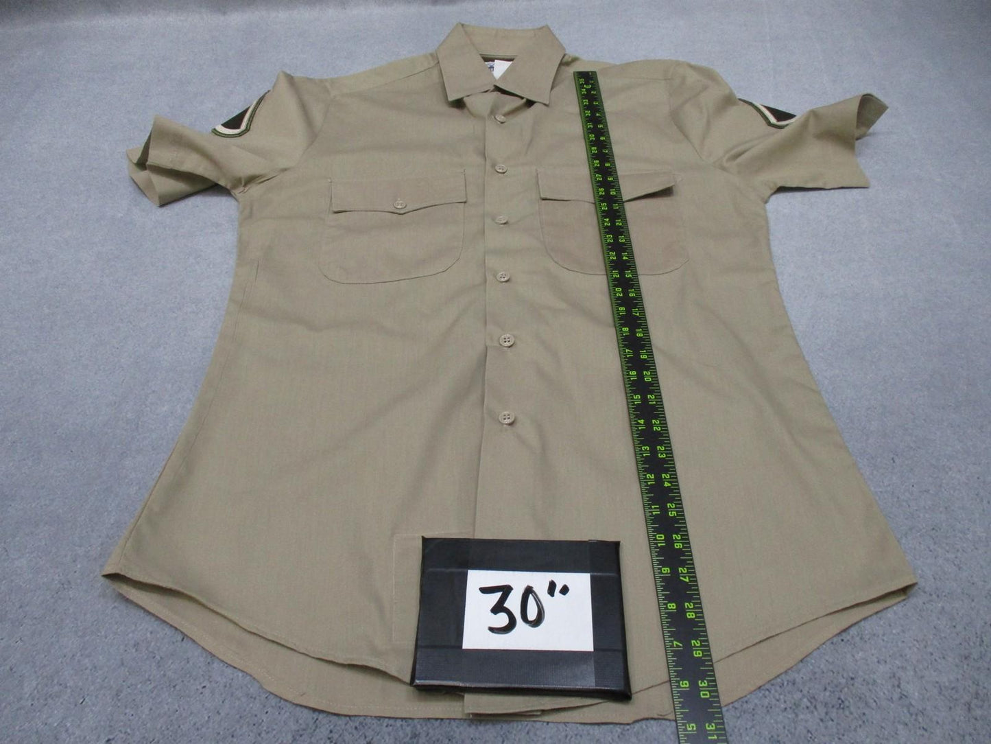 US Army AGSU Heritage Tan short sleeve shirt by Centex Military Gear, featuring military service uniform details, size 15.5 T-C.
