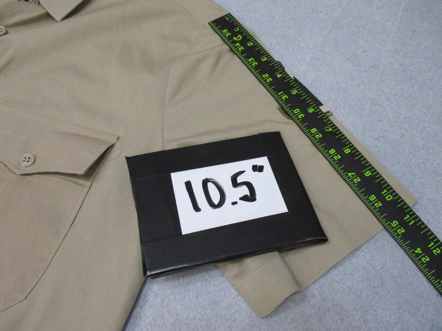 US Army AGSU Heritage Tan Shirt in size 15.5 T-C, short sleeve military service uniform by Centex Military Gear.
