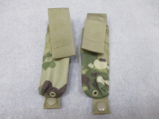 Pair of Centex Military Gear USGI MOLLE II 9mm mag pouches in OCP Multicam, designed for tactical 9mm magazines.