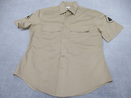 US Army AGSU short sleeve shirt in heritage tan and army green, displayed by Centex Military Gear, size 16.5R, service uniform style.