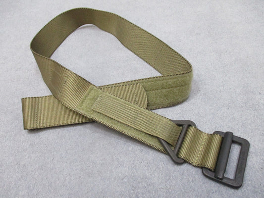 Tan London Bridge Trading Riggers Belt by Centex Military Gear, medium size, tactical belt with sturdy design and metal buckle.