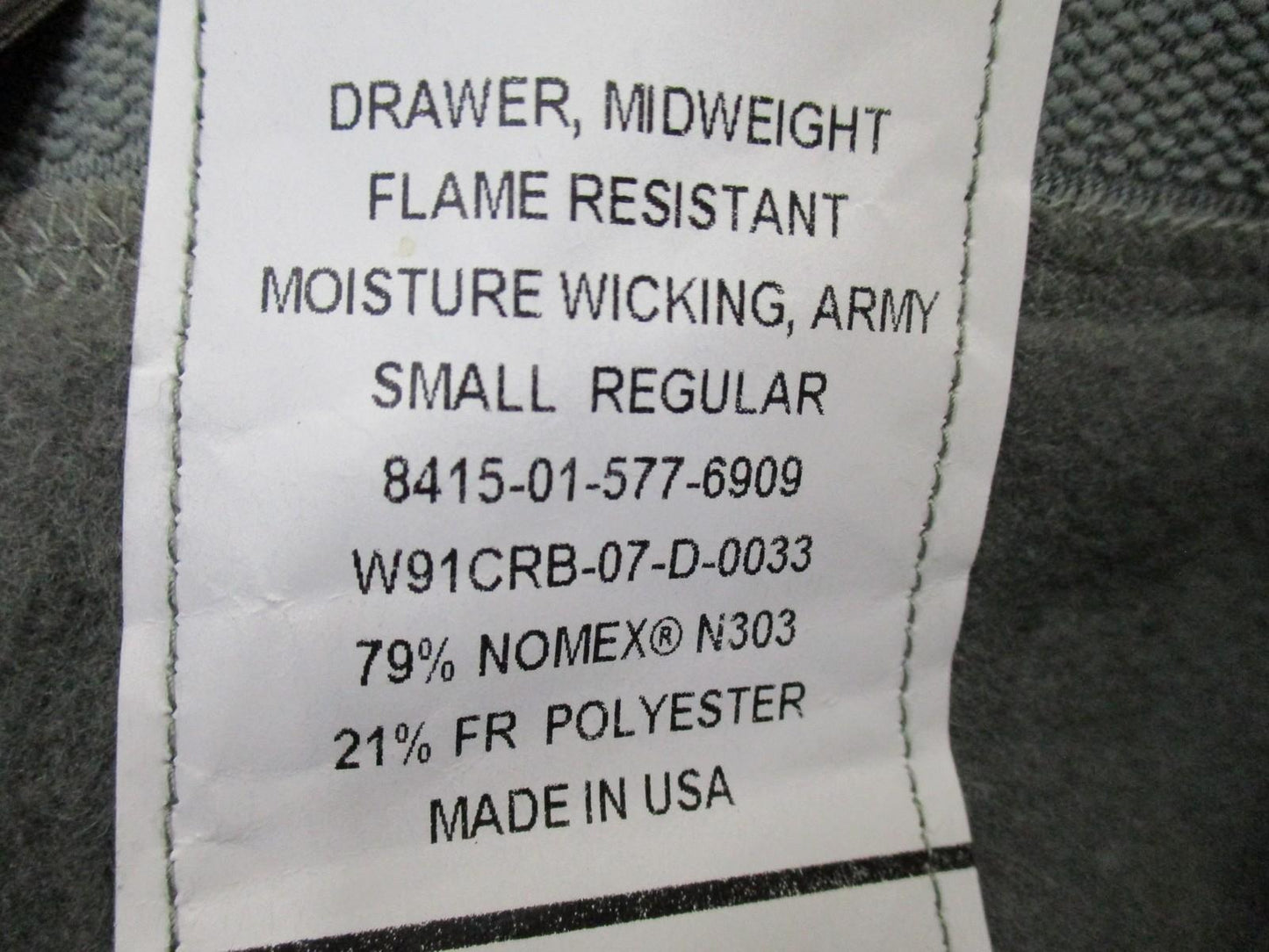 Polartec Thermal-FR NOMEX army midweight flame-resistant long johns pants, small size, by Centex Military Gear.