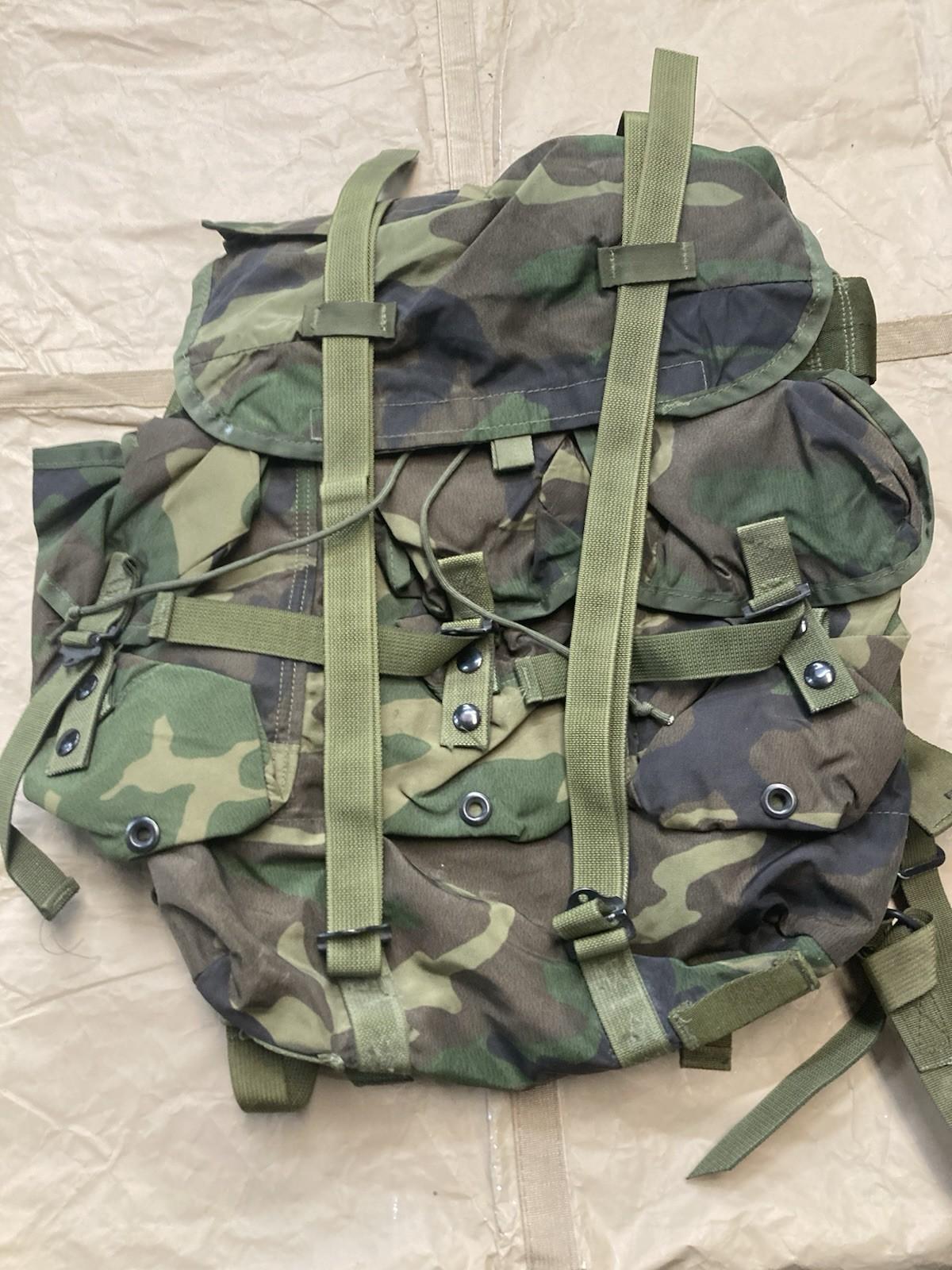 Centex Military Gear Alice Pack radio bag in woodland camouflage, tactical assault pack with multiple compartments and adjustable straps.
