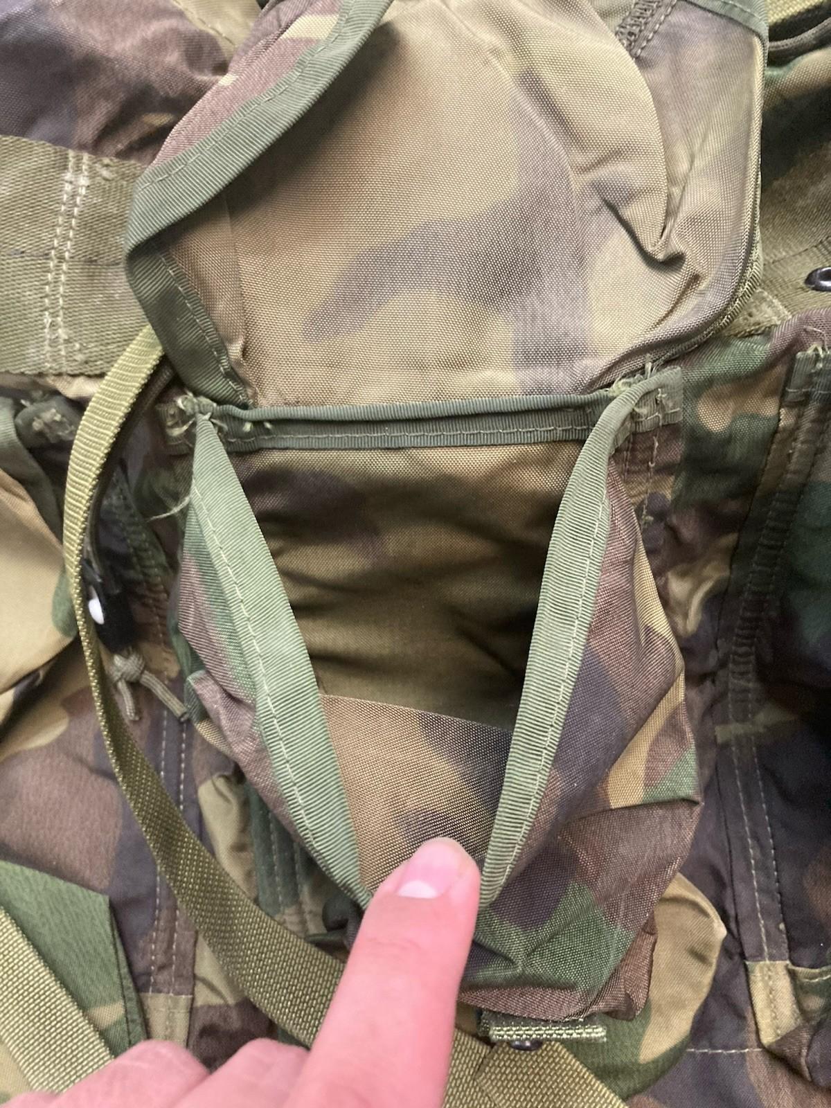 Centex Military Gear Alice Pack Radio Bag in woodland camouflage, tactical assault pack with multiple compartments and military design.