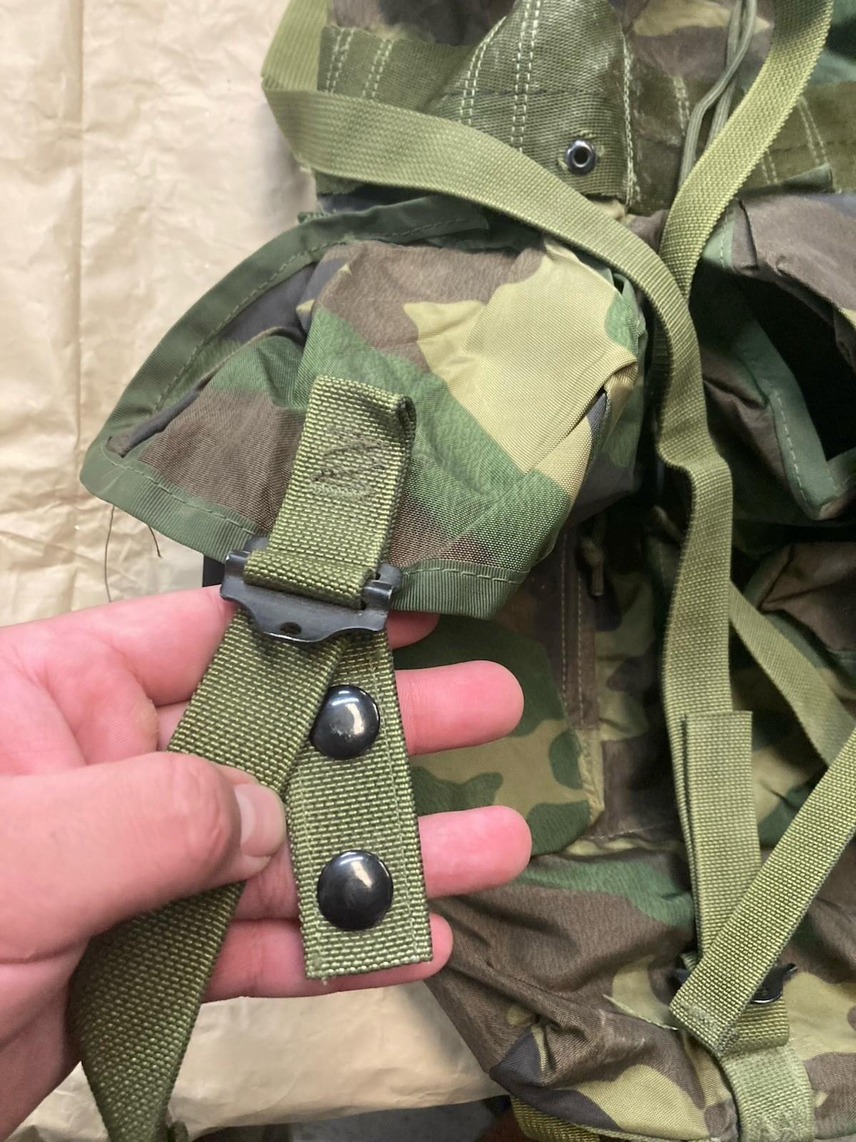 Woodland camouflage Alice Pack radio bag with multiple compartments, designed for tactical assault and outdoor use by Centex Military Gear.