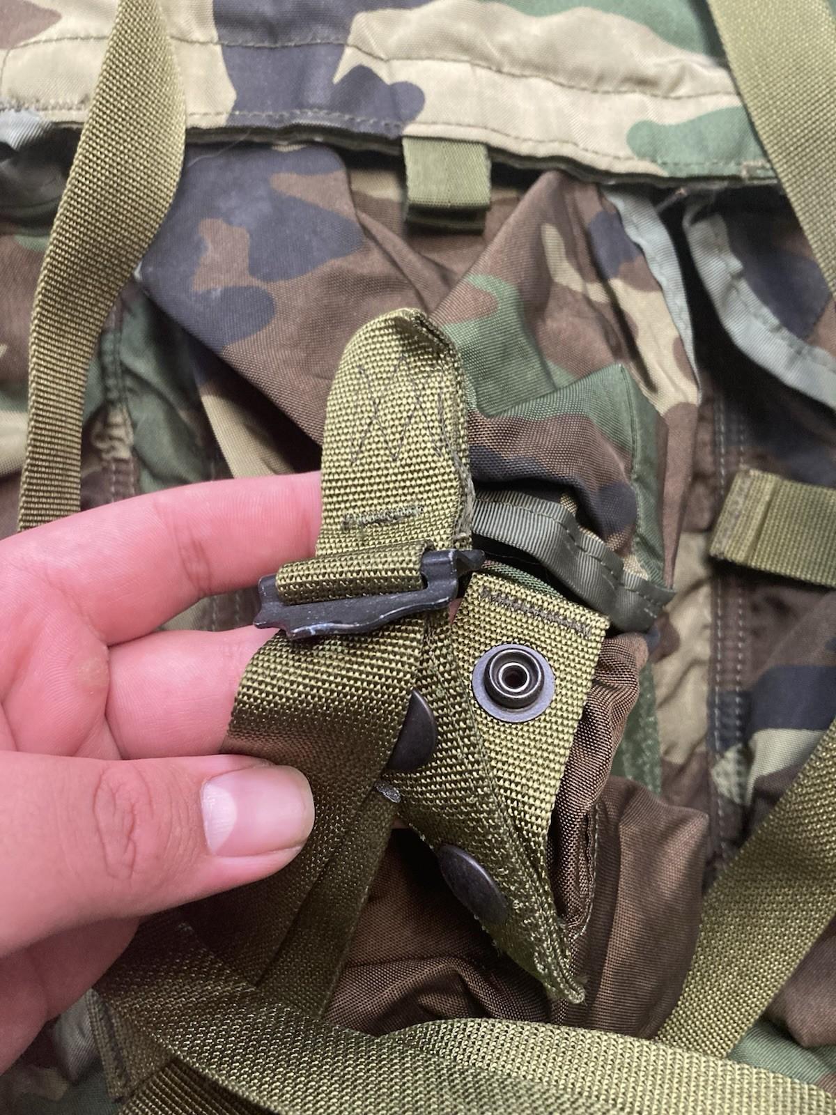 Woodland camo Alice Pack tactical backpack with radio carrying case in M81 pattern, made by Centex Military Gear.