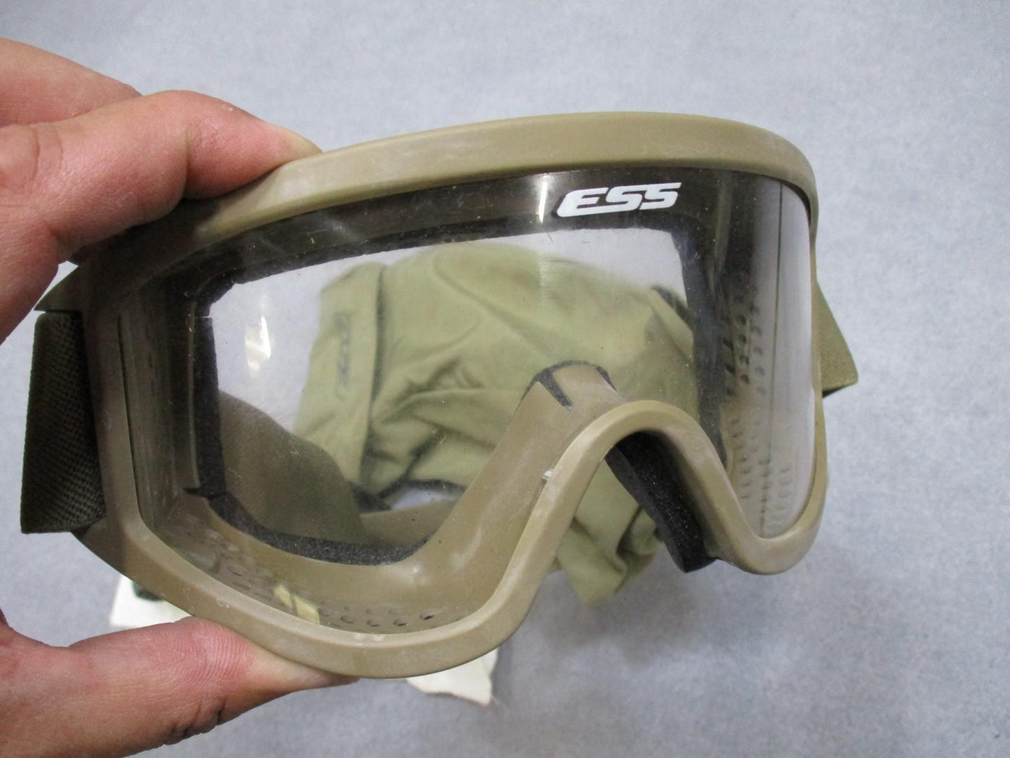 USGI military ESS APEL ballistic goggles with tinted lenses and carrying pouch, used but good condition, by Centex Military Gear.