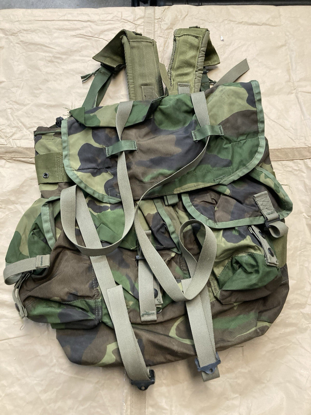 Centex Military Gear Alice Pack radio carrying case for M81 Woodland assault pack with adjustable straps and durable fabric.