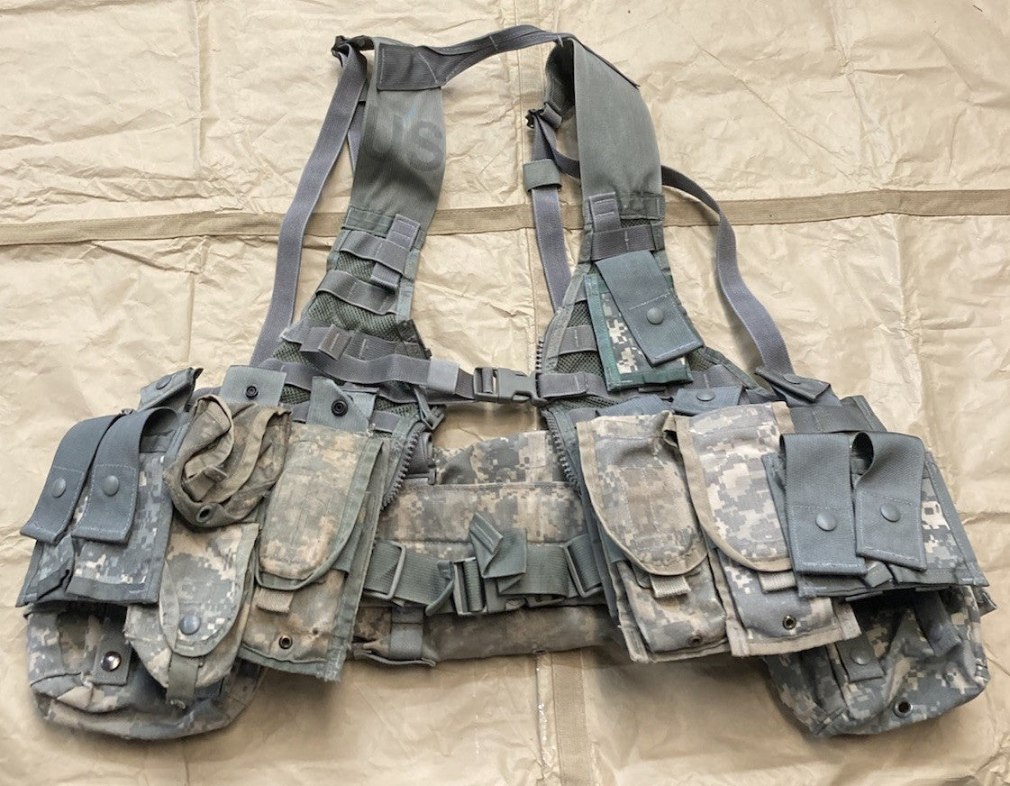 Centex Military Gear army issue FLC vest in ACU camouflage with MOLLE gear set, tactical load-bearing vest for military use.