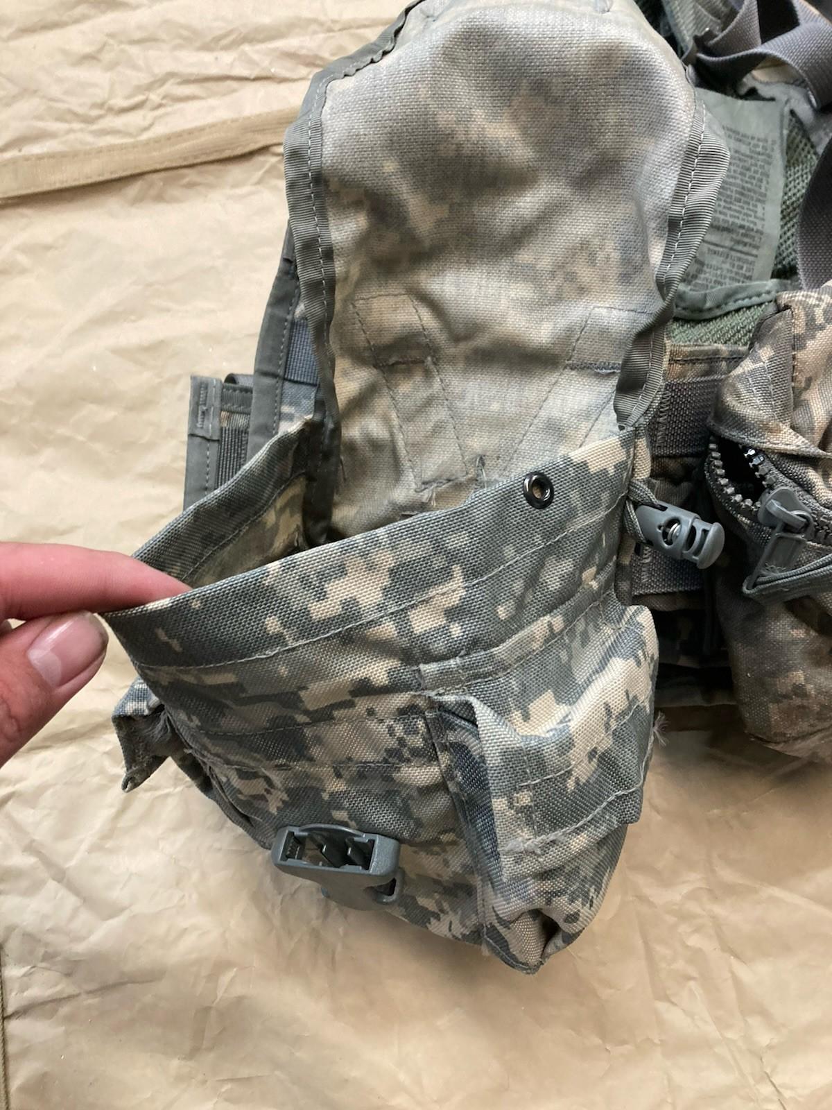 Army issue FLC vest in Acu Camo with molle gear set, tactical military vest by Centex Military Gear, showing front view with molle attachments