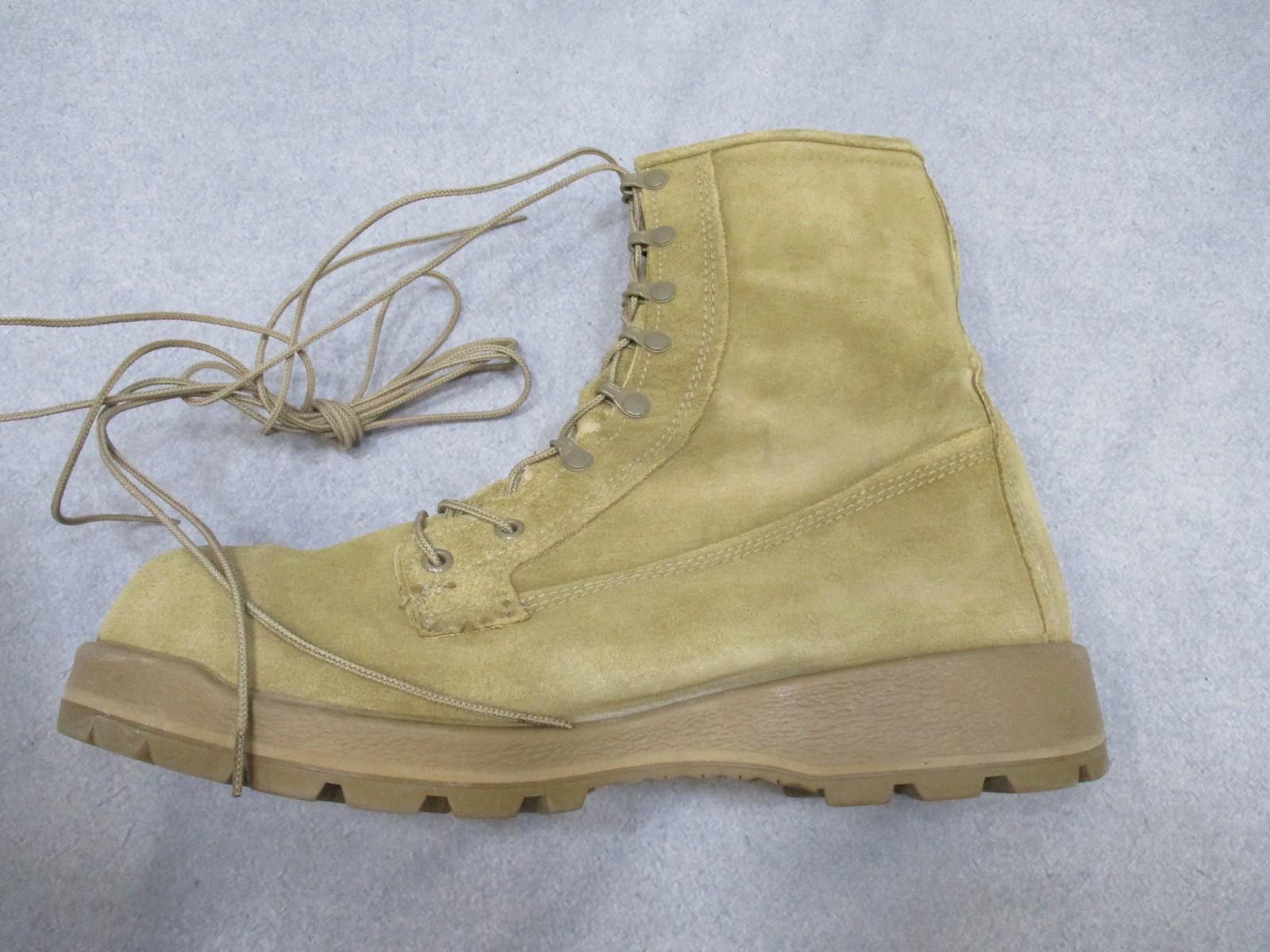 Desert tan Altama USGI military combat boots with suede upper, size 11.5W, Vibram sole, crafted by Centex Military Gear.