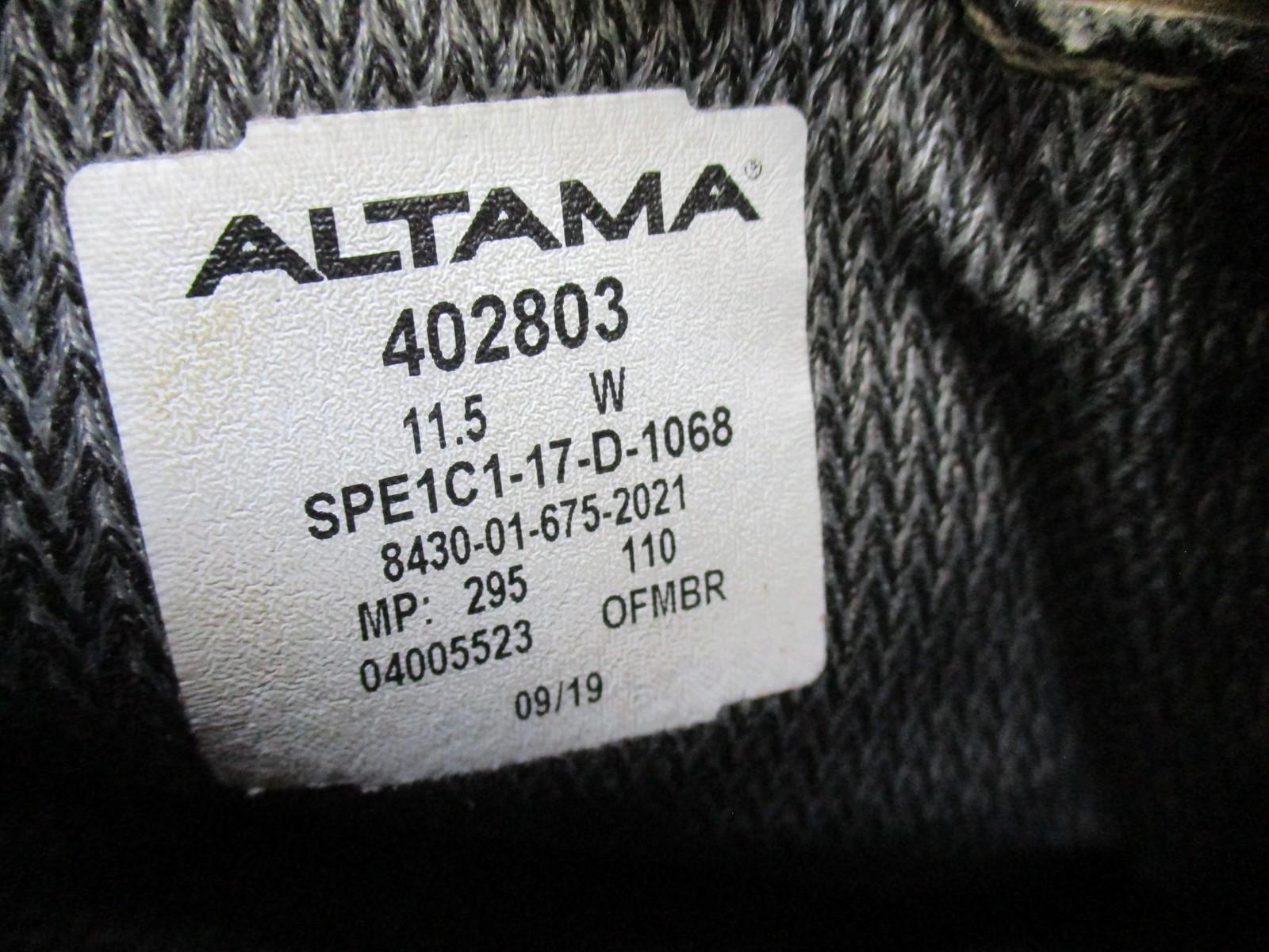 Desert tan Altama USGI military combat boots in size 11.5W with suede upper and Vibram sole, designed for rugged outdoor use.