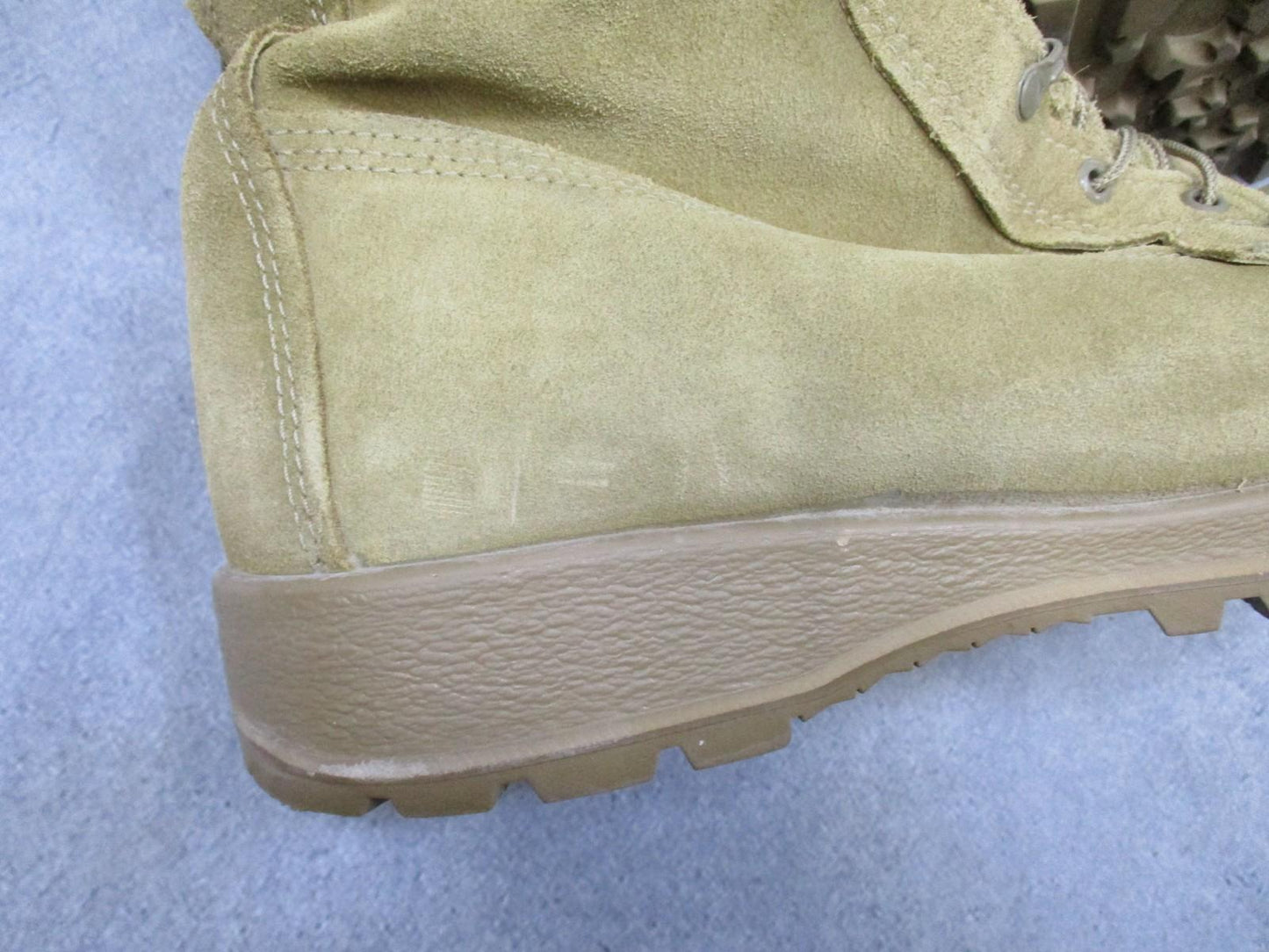 Desert tan Altama USGI military combat boots with suede upper, size 11.5W, Vibram sole, from Centex Military Gear.