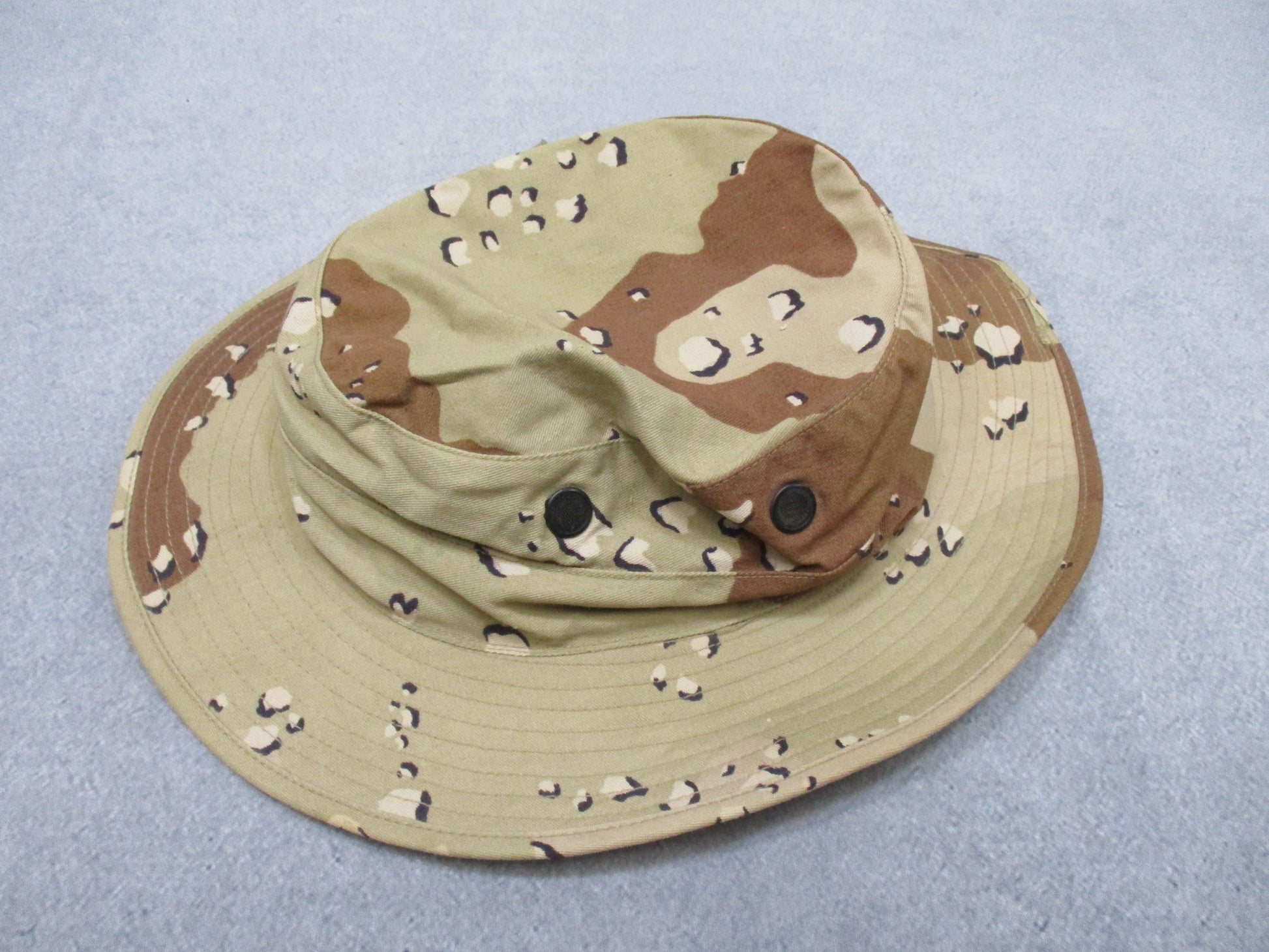 USGI boonie hat in desert camouflage with chocolate chip pattern, military size 7-1/2, by Centex Military Gear.