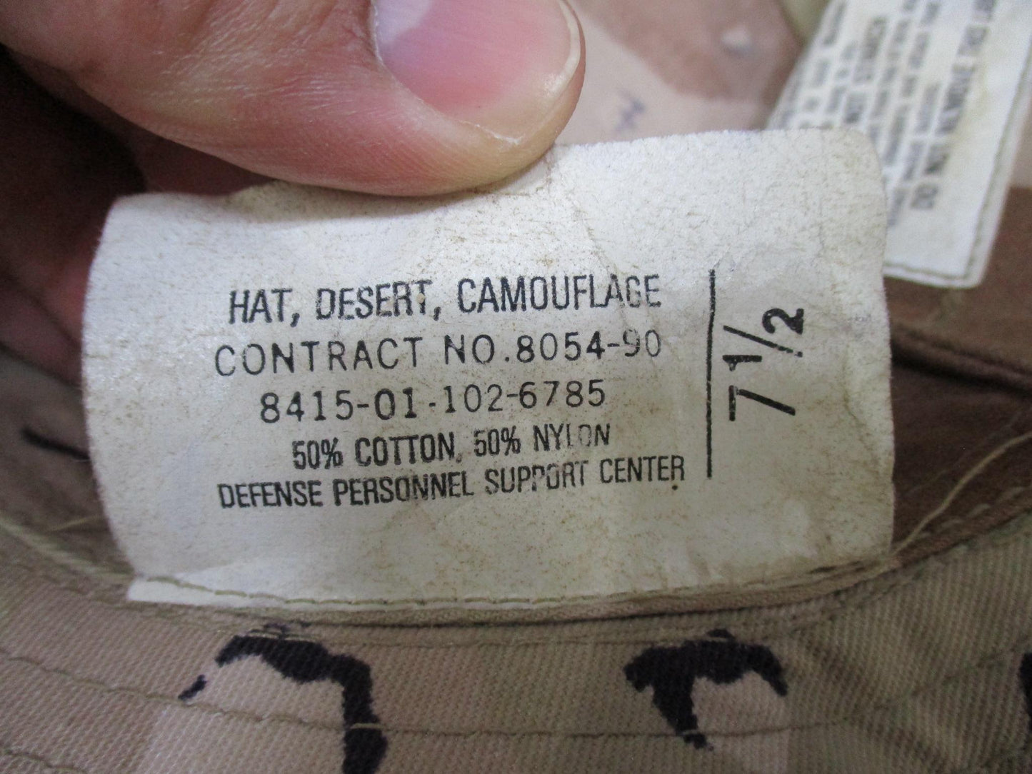 USGI boonie hat in desert camouflage with chocolate chip pattern, military size 7-1/2, by Centex Military Gear.