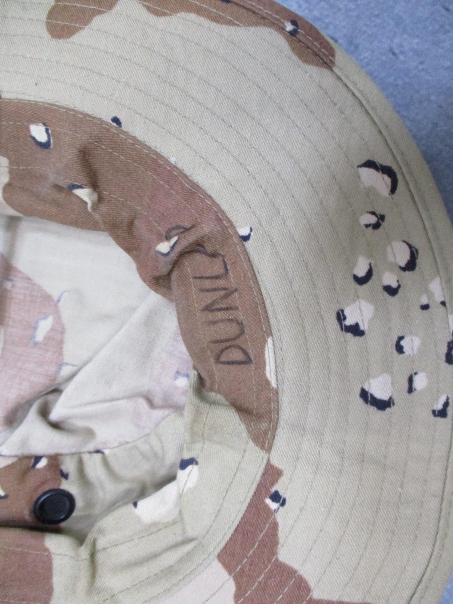 USGI boonie hat in desert camouflage with chocolate chip pattern, military size 7-1/2, by Centex Military Gear.