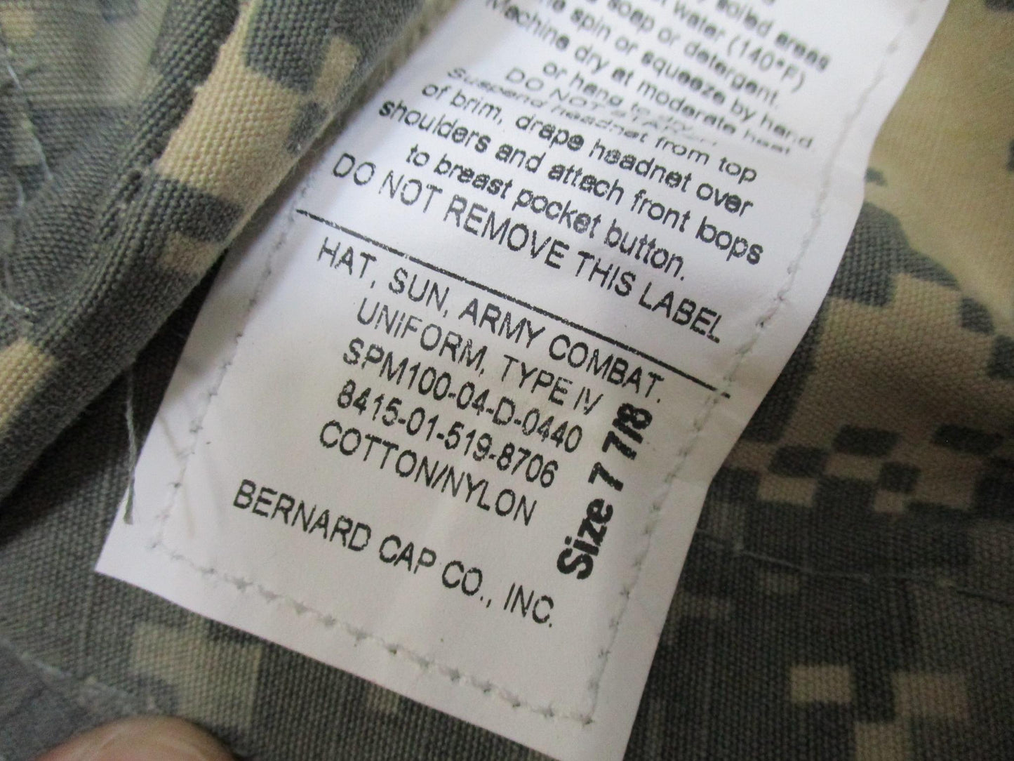 Centex Military Gear UCP Bernard Cap Co. Army Combat Hat Type IV Digital Camo Boonie, size 7 7/8, with wide brim and digital camouflage pattern.