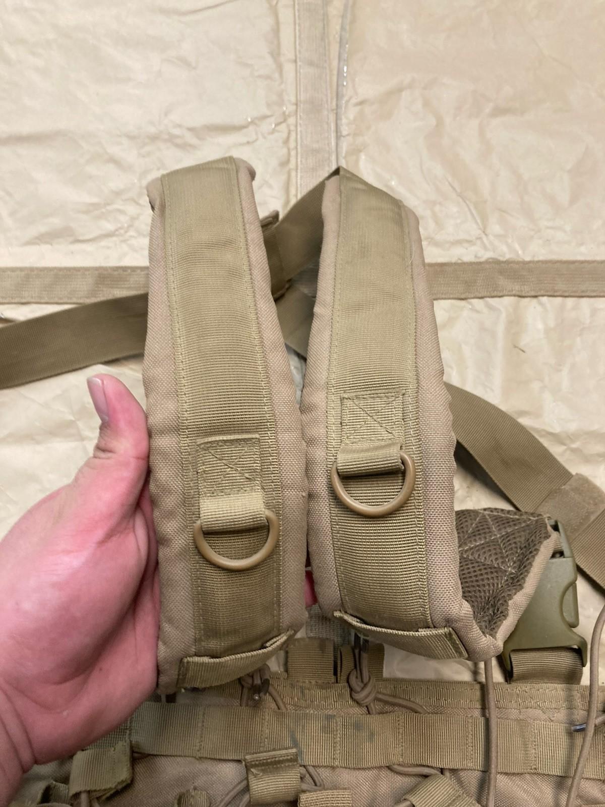 Coyote brown Condor chest rig with MOLLE gear from Centex Military Gear, showing empty pull tab and tactical design.