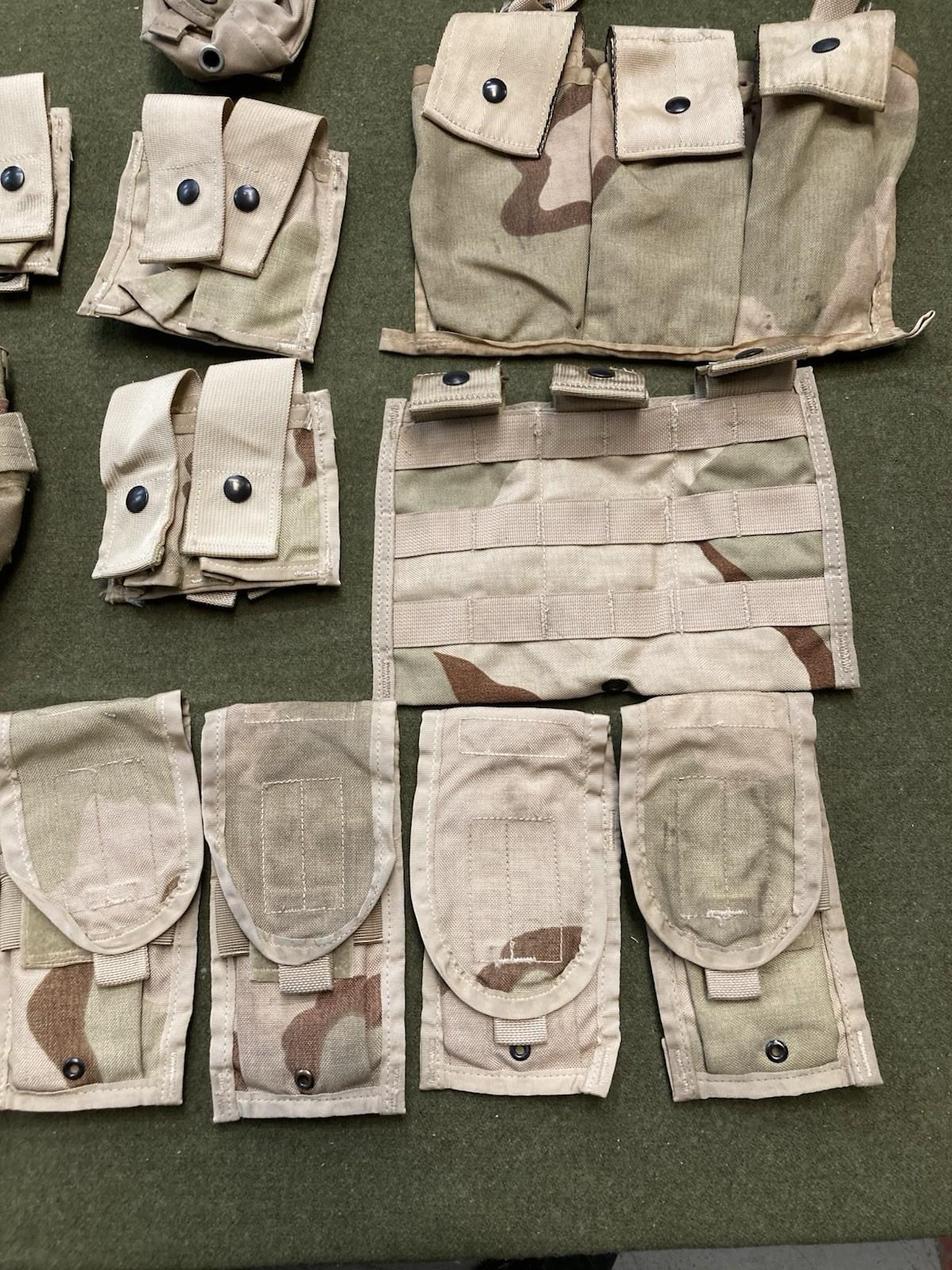 Desert camo army issue pouch set from Centex Military Gear with multiple tactical pouches for military gear storage.