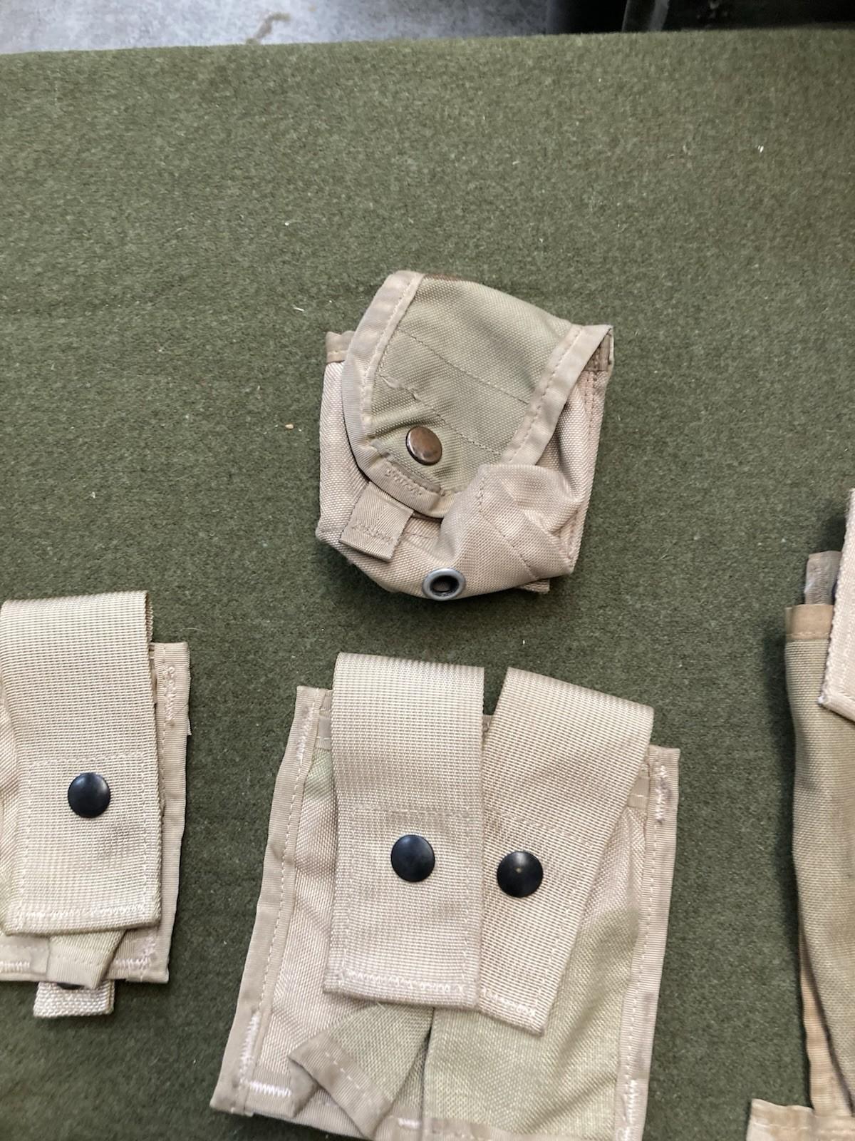 Desert camouflage Army issue pouch lot from Centex Military Gear, tactical gear set with multiple durable pouches for military use.