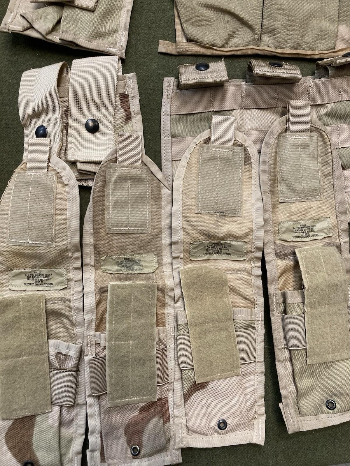 Desert camouflage tactical army issue pouch set by Centex Military Gear with multiple pouches for military gear storage.