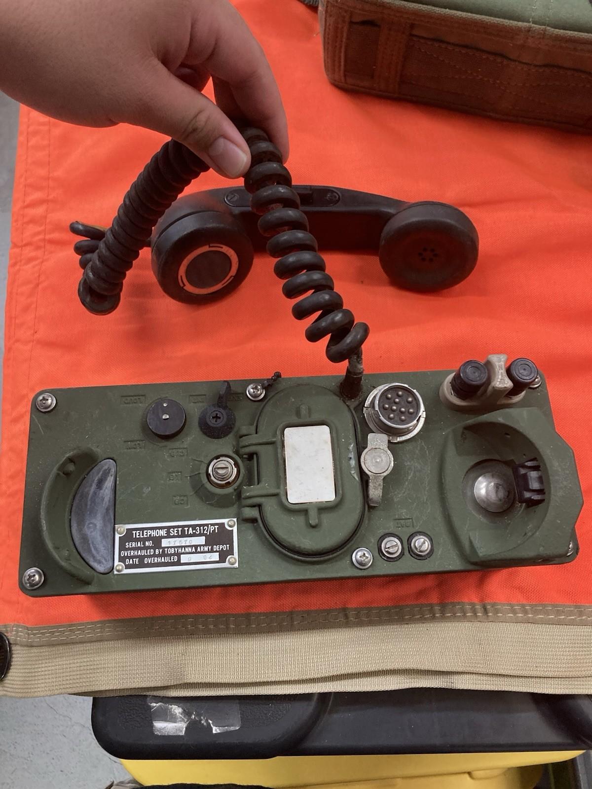 USGI Vietnam War surplus military field phone by Centex Military Gear, vintage military communication device with rotary dial