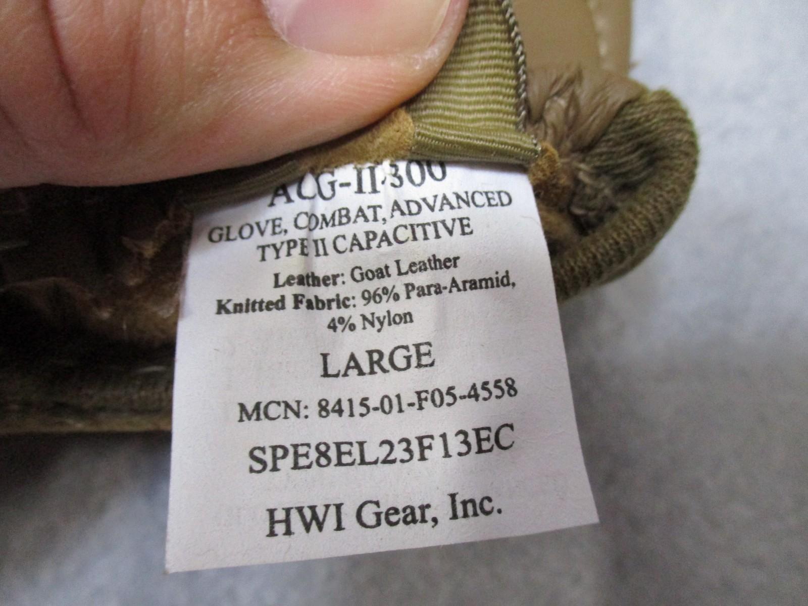 Centex Military Gear Army ACG-II-300 Advanced Combat Gloves in coyote brown, large size, showing durable tactical design.