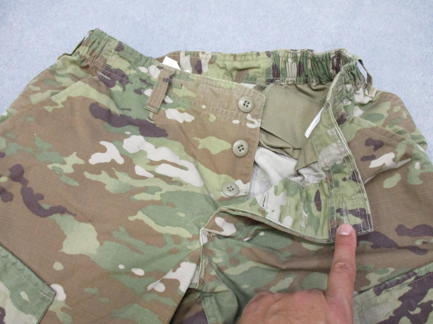 USGI female OCP Scorpion W2 ACU pants in ripstop fabric, size 31 Short, military-grade camouflage combat trousers by Centex Military Gear.