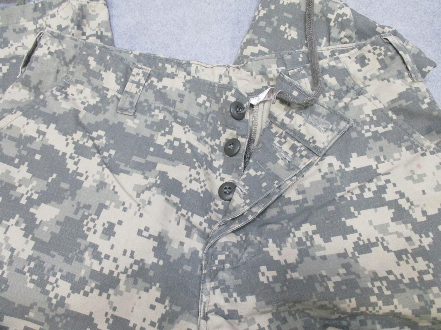 USGI ACU digital camouflage army combat uniform pants in small short size, made by Centex Military Gear, with tactical design and UCP pattern.
