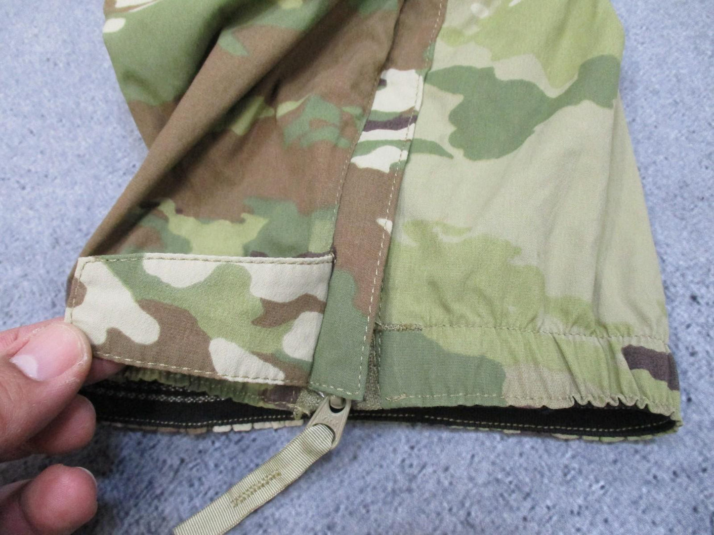 USGI ECWCS Gen III Level 5 soft shell trousers in OCP Scorpion camouflage, size 38x28, by Centex Military Gear.