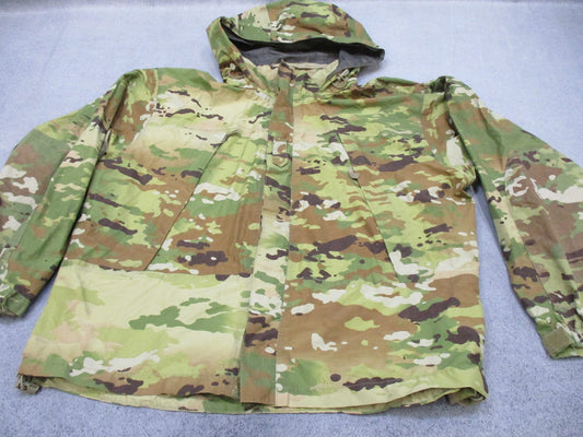 USGI ECWCS Gen III Level 6 Gore-Tex OCP Scorpion Rain Shell jacket by Centex Military Gear, showing front view and waterproof fabric.