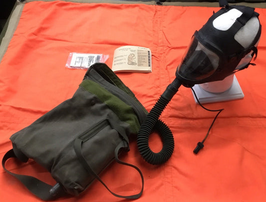 Vintage M25A1 gas mask with carrying bag, military surplus collectible by Centex Military Gear, medium size.