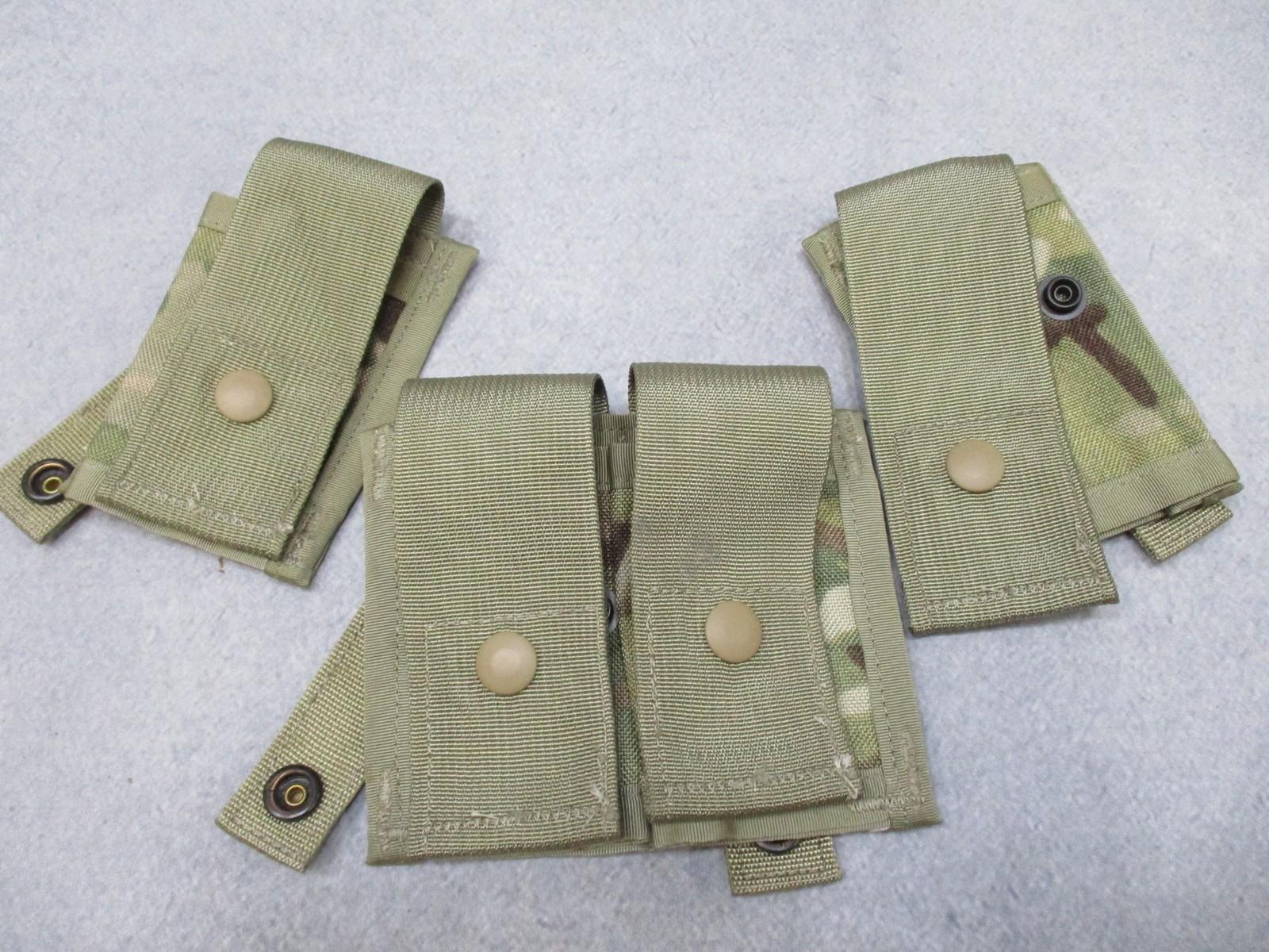 Centex Military Gear USGI MOLLE II 40mm grenade pouch set in Multicam, includes one double and two single pouches.