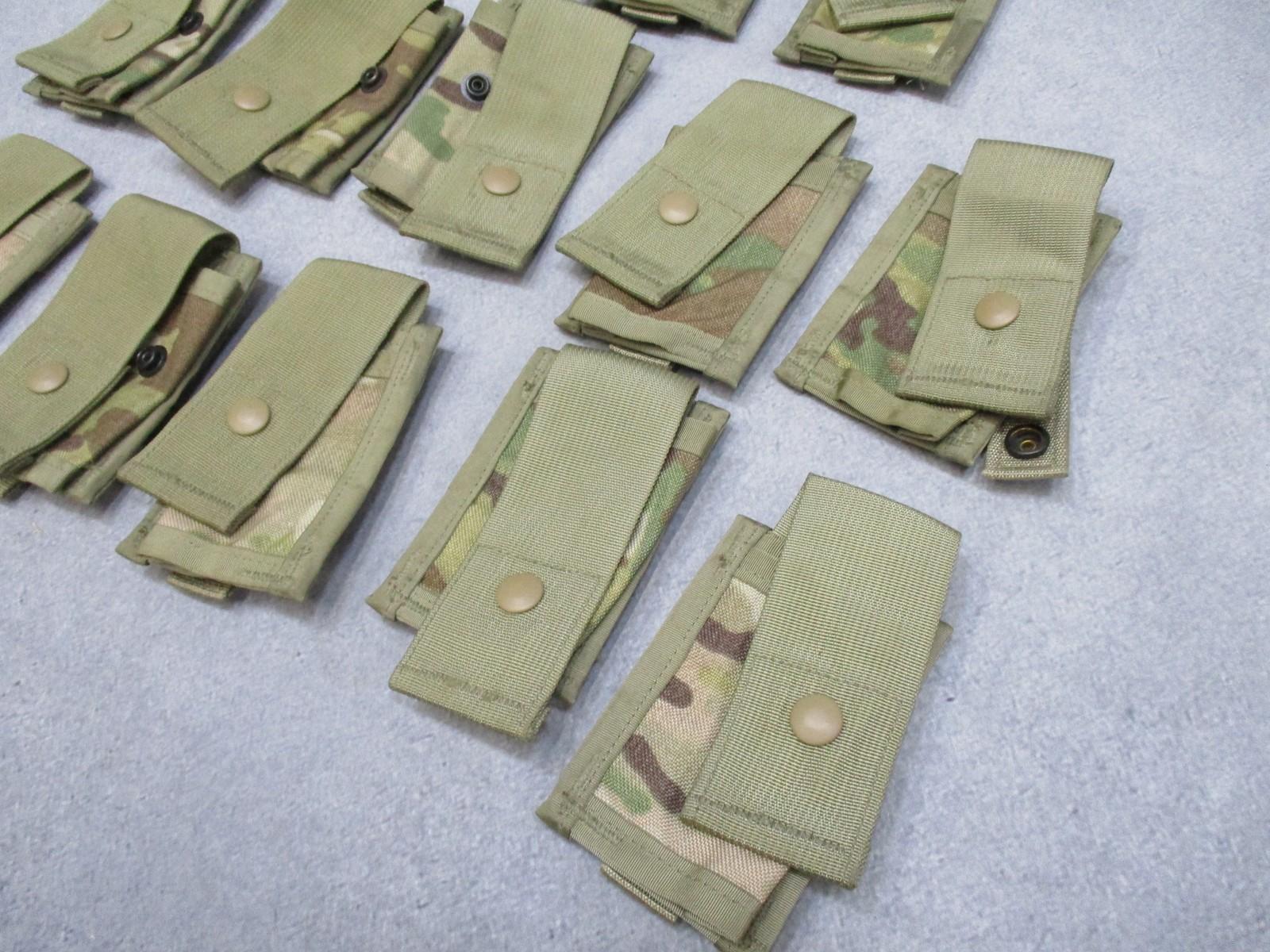 Single and double MOLLE II 40mm high explosive pouches in Multicam camouflage by Centex Military Gear, showing tactical pouch details
