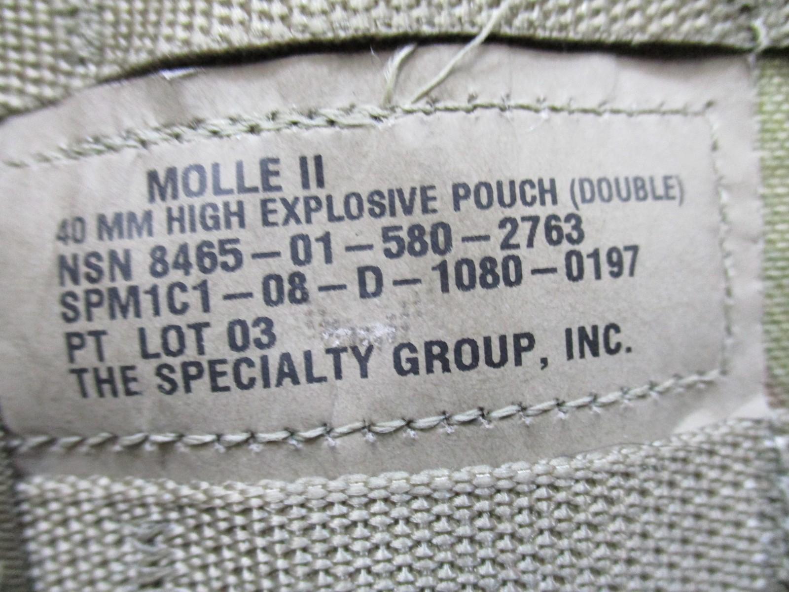 Centex Military Gear MOLLE II 40mm high explosive pouch in Multicam, shown in single and double configurations for tactical gear.