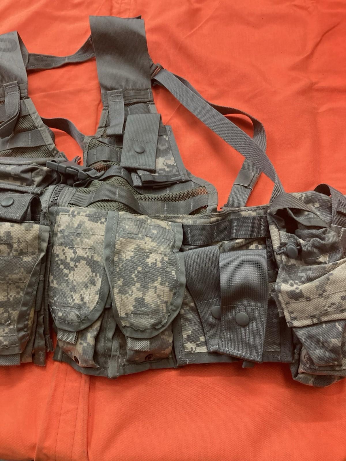 Army issue Riflemen set with Centex Military Gear tactical ACU FLC vest and MOLLE gear, displayed on a neutral background.