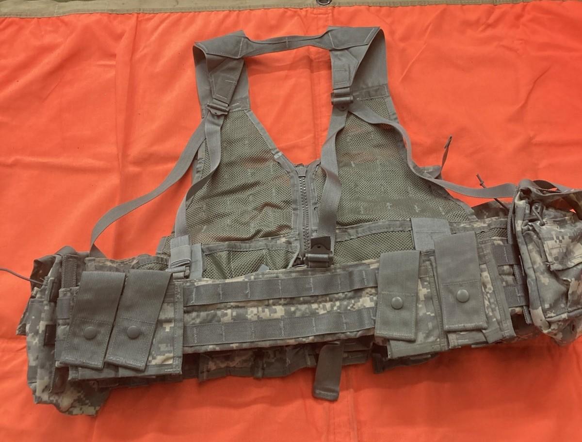 Army Issue Riflemen Set with ACU FLC vest and tactical Molle gear by Centex Military Gear, showing military-style tactical vest and accessories.