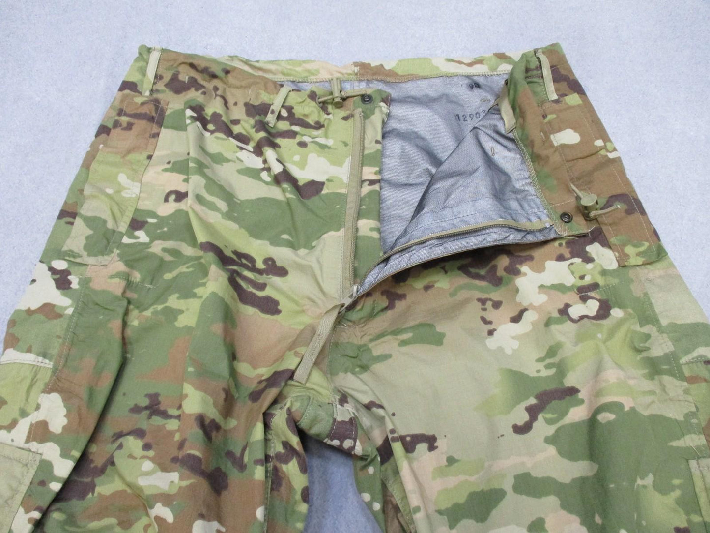 USGI Level 6 Gore Tex Multicam OCP waterproof trousers by Centex Military Gear, size approximately 39x30, shown laid flat