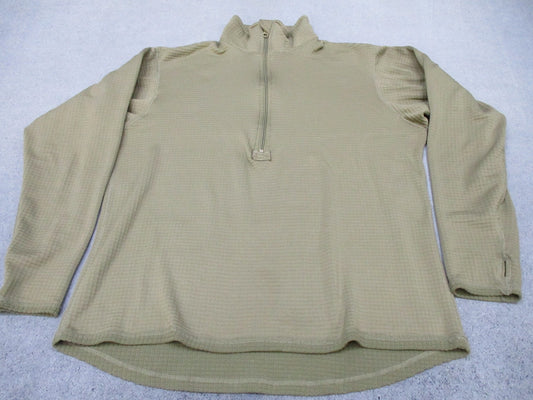 NO TAG Men's 1/4 Zip Thermal Shirt Long Sleeve Waffle Knit Thumbholes Tan L/S