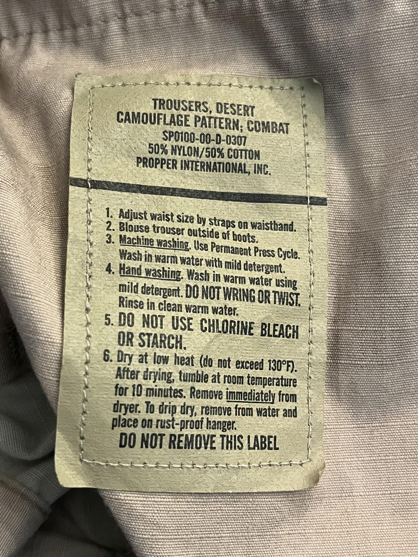 Propper DCU Desert Camo Combat Cargo Pants Medium Regular 50% Nylon 50% Cotton