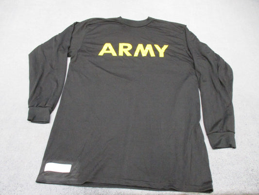 ARMY APFU Long Sleeve T-Shirt Medium Black Polyester Physical Fitness Uniform