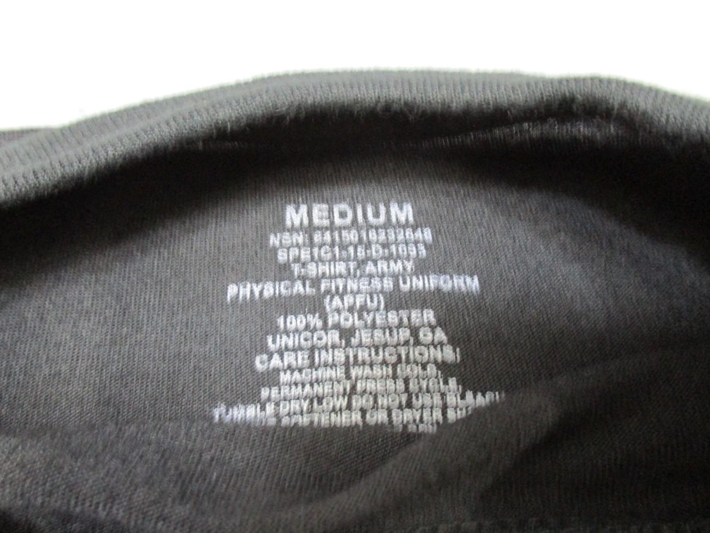 ARMY APFU Long Sleeve T-Shirt Medium Black Polyester Physical Fitness Uniform